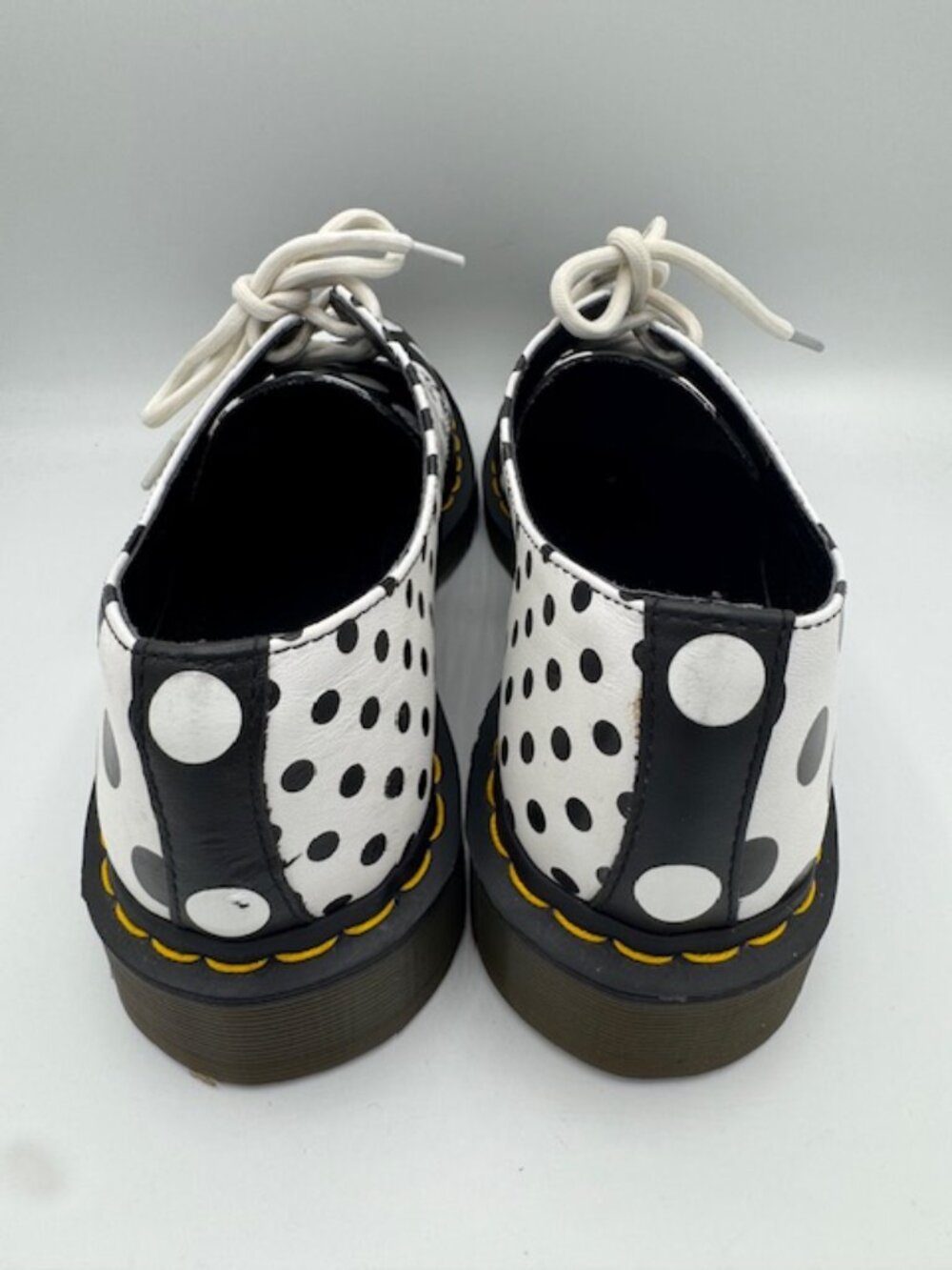 Dr. Martens Meris Black and White Polka Dot Leather Shoes Women's Size 9 - Picture 4 of 8